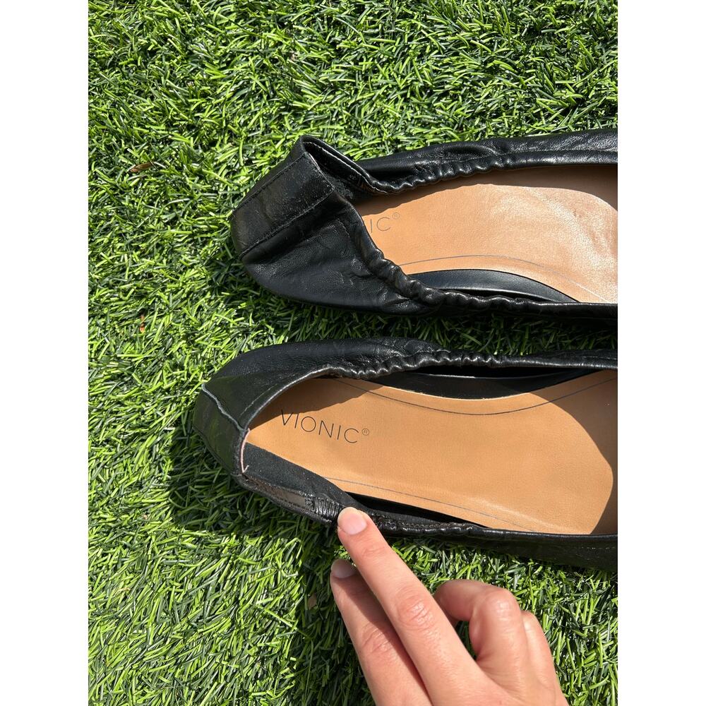 Vionic Alexa women's black leather ballet flats size 10 - Picture 2 of 6